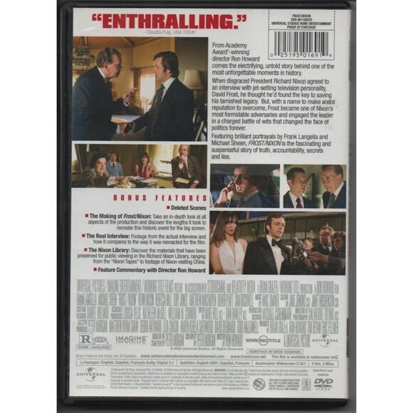 Frost Nixon DVD 2008 Ron Howard Kevin Bacon Michael Sheen - Picture 2 of 7